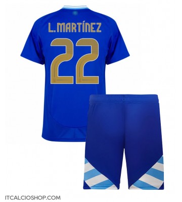 Argentina Lautaro Martinez #22 Seconda Maglia Bambino Copa America 2024 Manica Corta (+ Pantaloni corti)